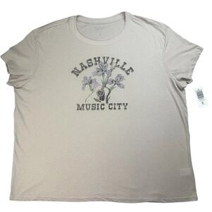 Torrid Nashville Heritage Jersey Crew Tee Mushroom Relaxed Fit Size 00 M L